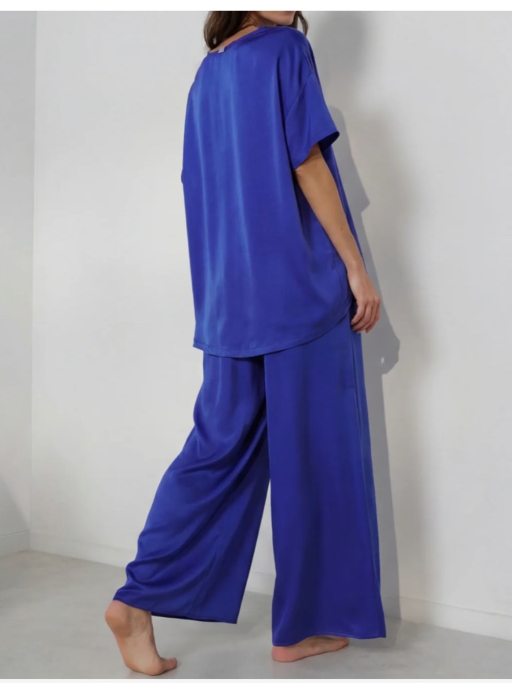 LUNYA BNWT Washable Silk Tee Pant Set in Cobalt Dream Size XL - Picture 5 of 7